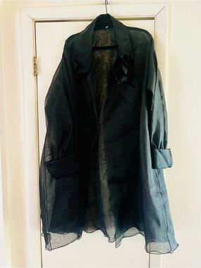 VTG 1960s Organza Chiffon Avant Garde Whimsygoth Opera Duster Jacket L